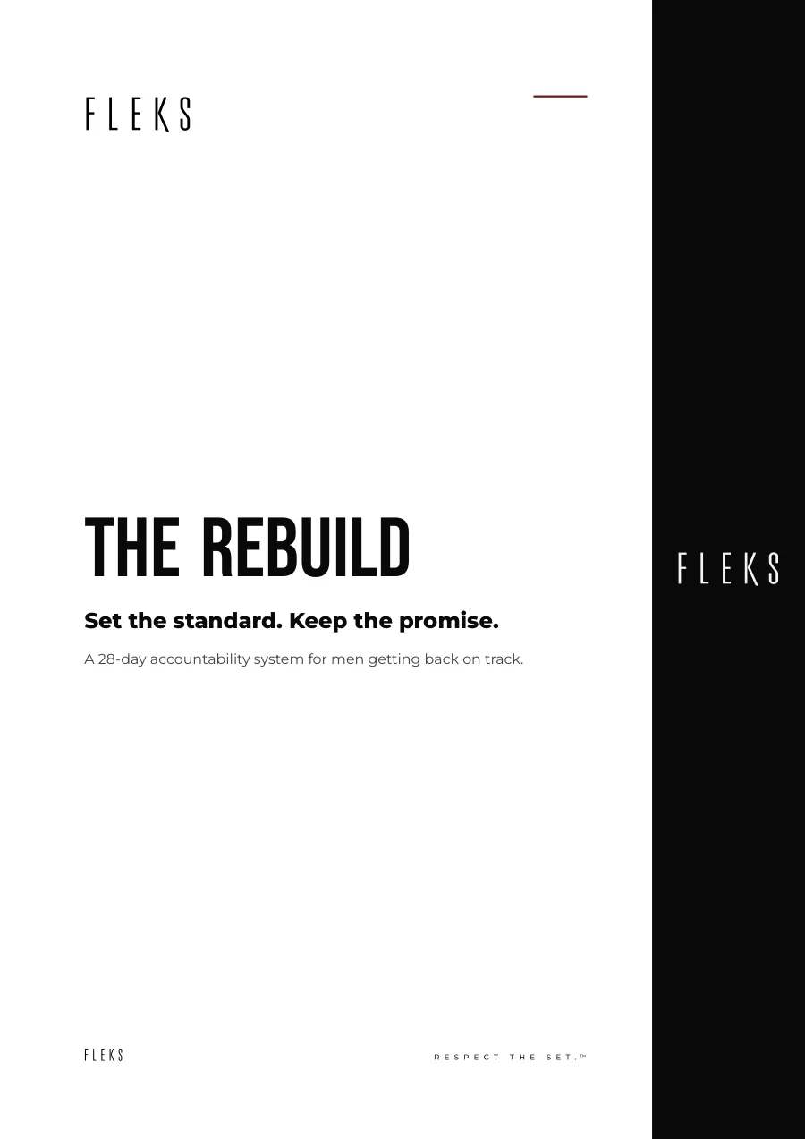The Rebuild A4 PDF cover, white with a black band: Set the standard. Keep the promise.